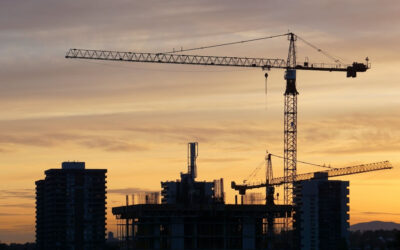 Construction site with two cranes