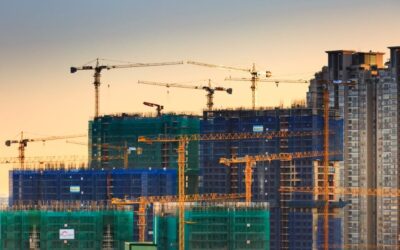 Construction site with multiple cranes - NEC early warning notice