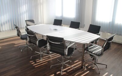 Empty boardroom with a meeting table and chairs
