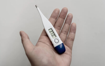 Thermometer in someone's hand