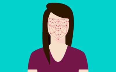 Face recognition software identifying a woman's face