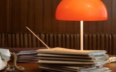 Stack of files on a desk