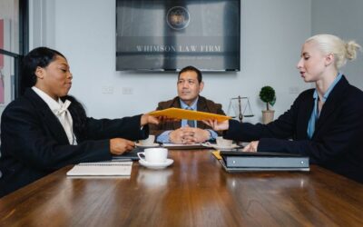 Judge and lawyers in a litigation meeting