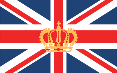 Gold crown over a Union Flag