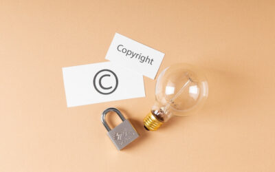 Lightbulb, copyright cards and padlock