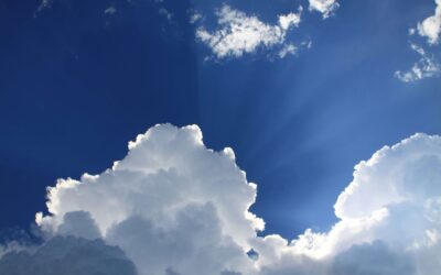 white clouds in a blue sky