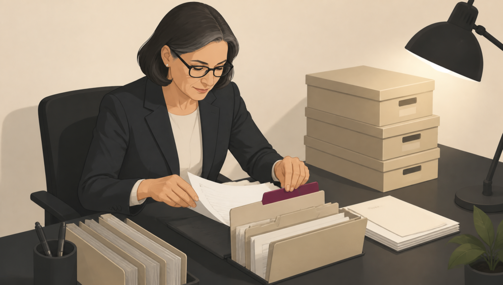 A Witan-branded graphic for Director Disqualification, showing a businesswoman looking at how to respond to insolvency service investigation