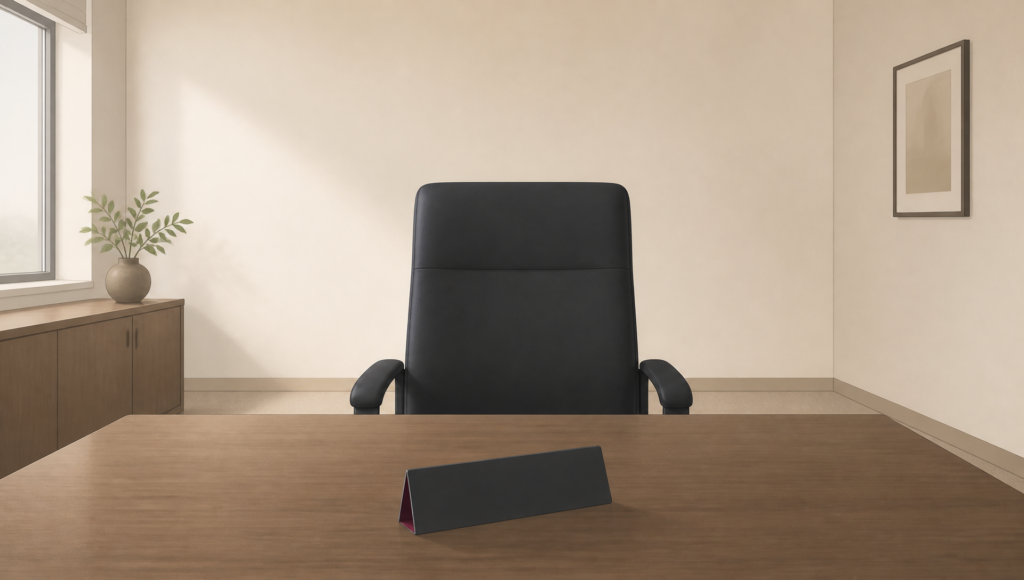 A Witan-branded graphic for Director Disqualification, showing a empty business chair in a modern office, relating to what restrictions apply 