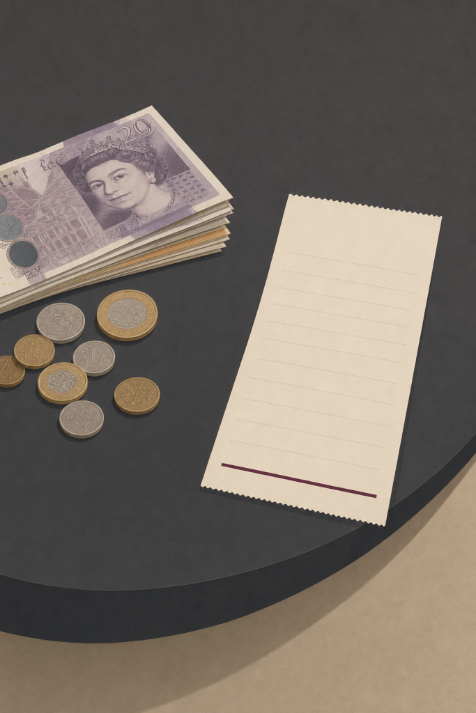 Cash and a blank receipt, a warning sign that a landlord is renting illegally
